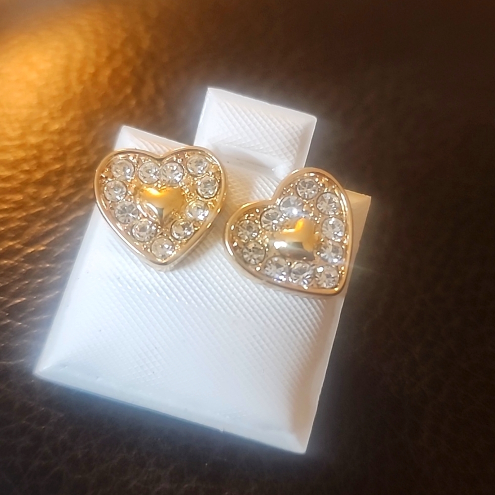 18kgold plated Heart diamond Earrings